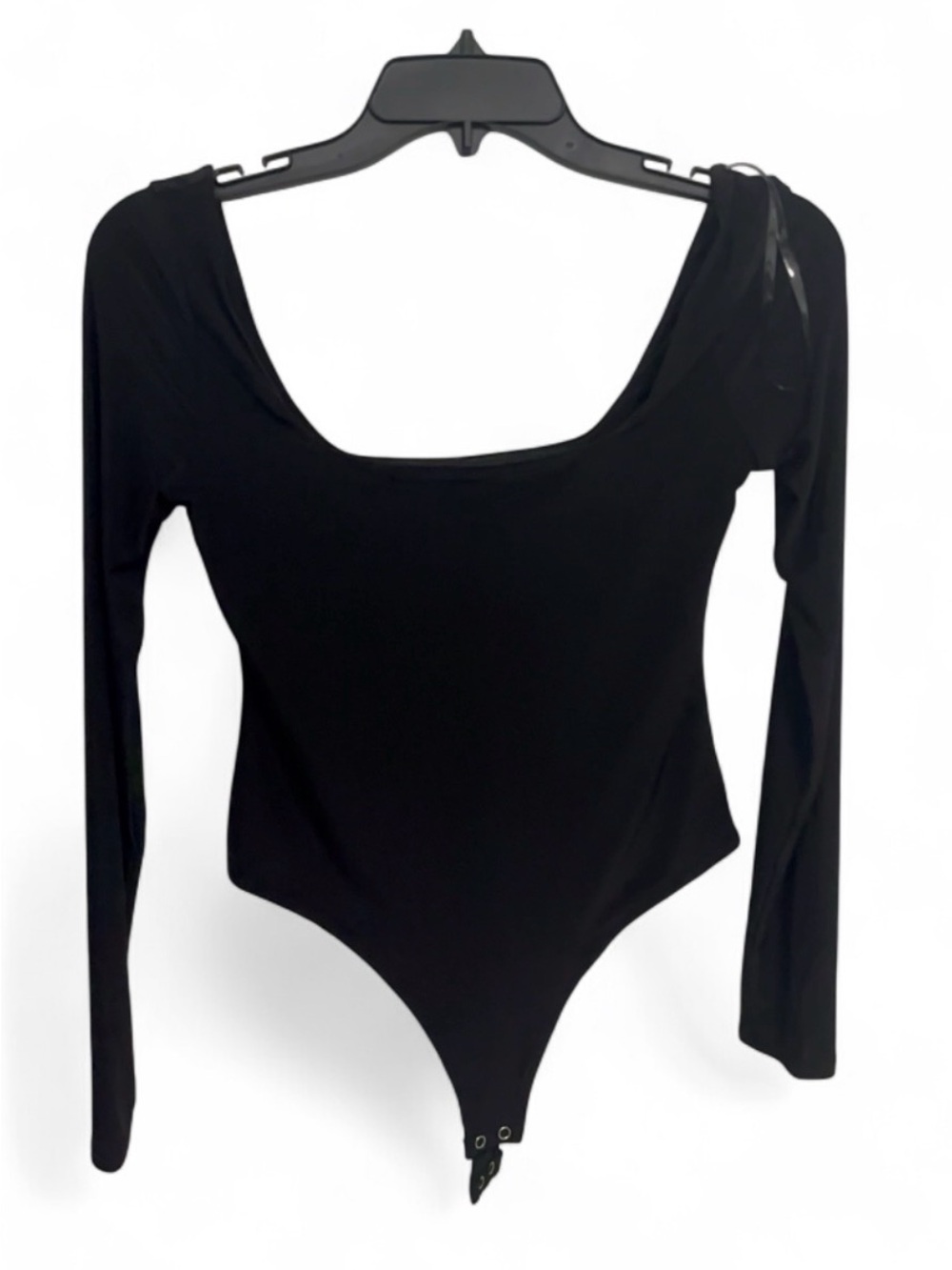 Black Long-Sleeve Scoop Neck Bodysuit
